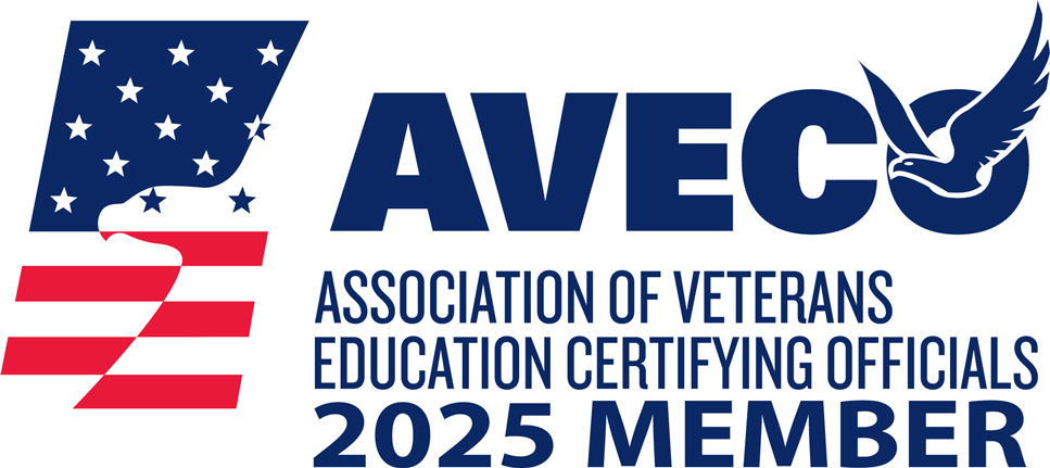 Logo of the Association of Veterans Education Certifying Officials (AVECO) showing an American flag and eagle graphic with the text ‘2025 Member.