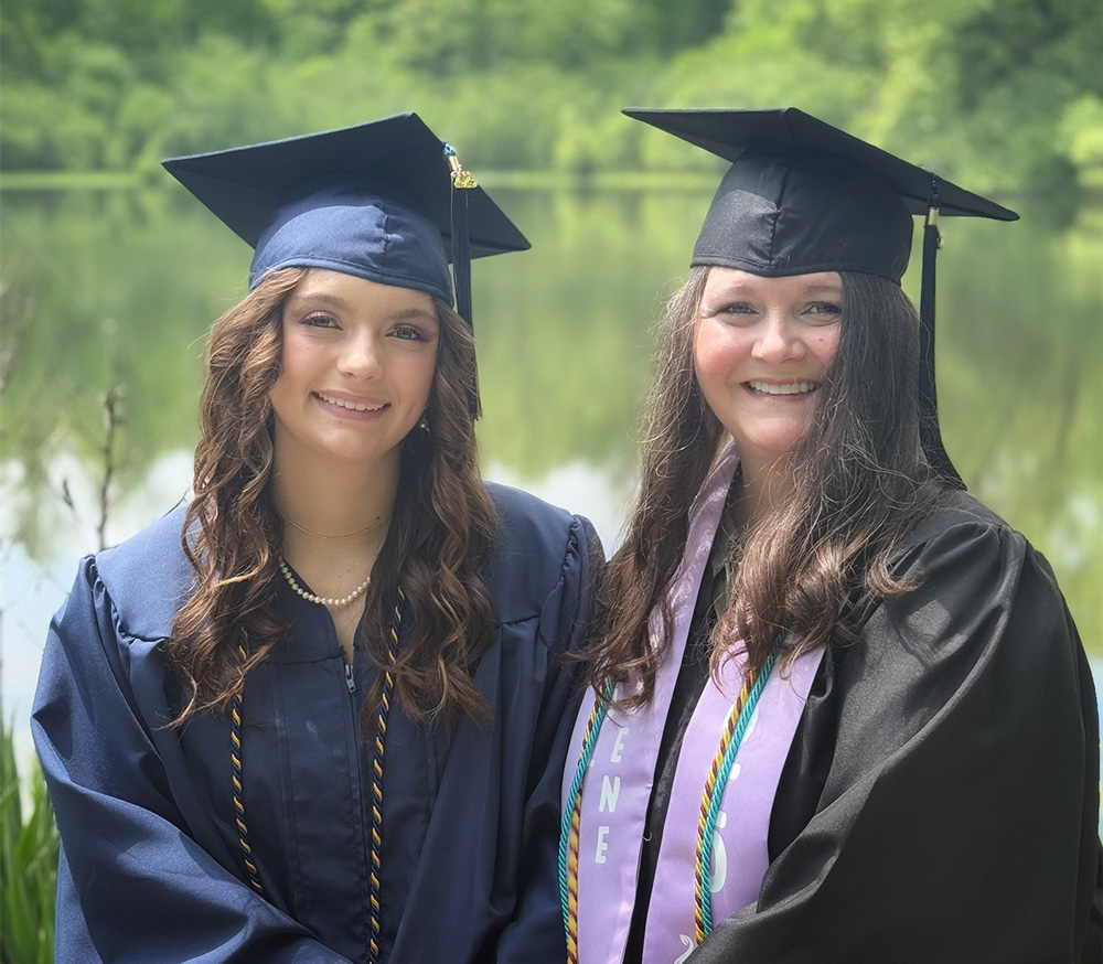 Bronwen Henderson (right), senior dental hygiene, and her daughter
