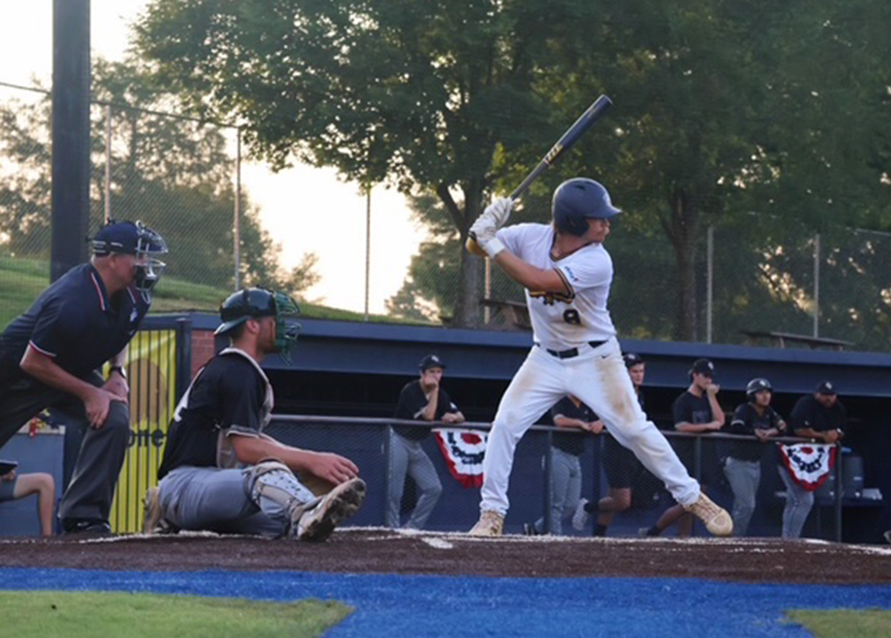 UAFS alum Matthew Schilling takes an at-bat for the Fort Smith Marshals.