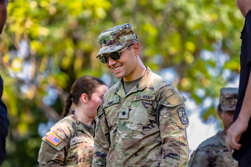 Members of the UAFS ROTC work with cadets from area ROTC and JROTC